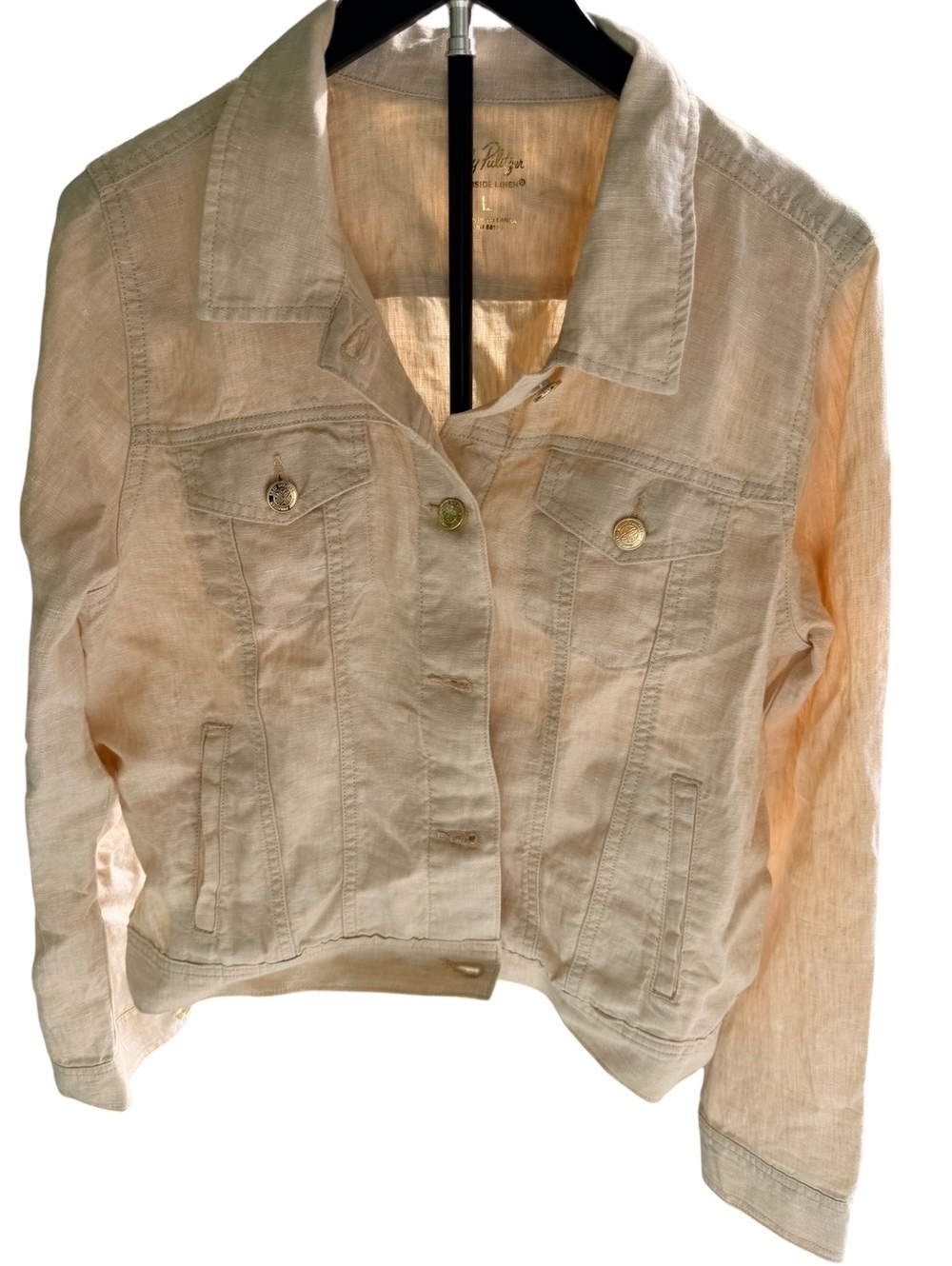 Lilly Pulitzer Beachside Linen Beige Jacket Size L [COPY] - Picture 2 of 7